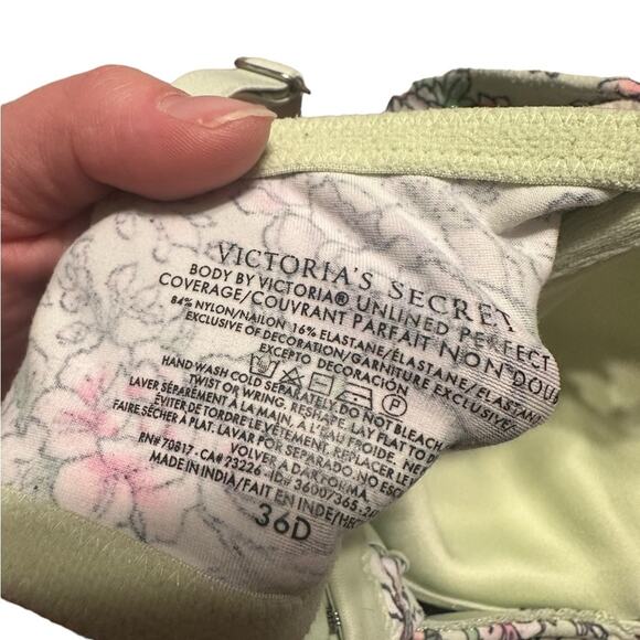 Victoria’s Secret Body by Victoria 36D Green and Pink Embellished Underwire Bra - Picture 3 of 6